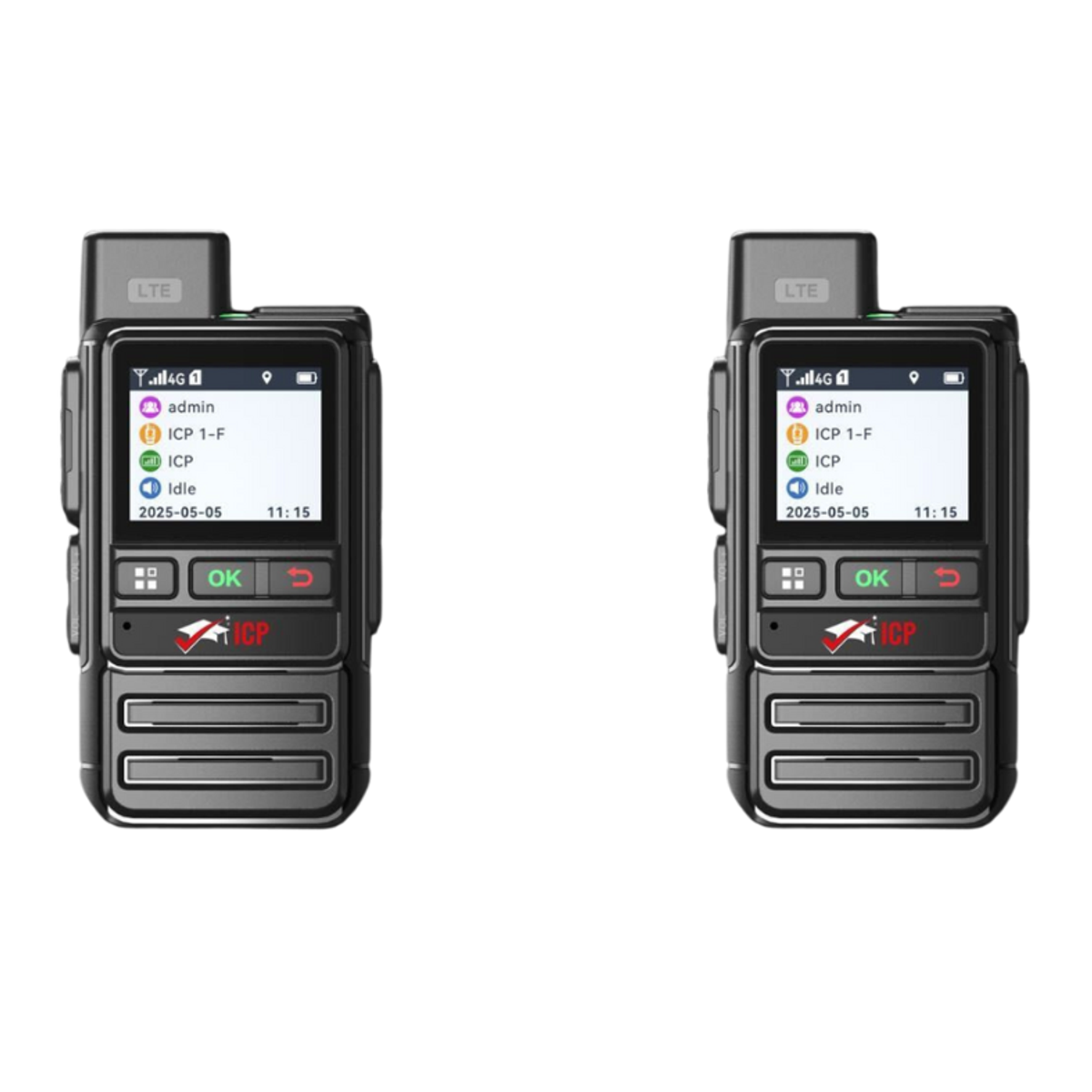 ICP-branded LTE walkie talkies, pre-programmed for childcare programs